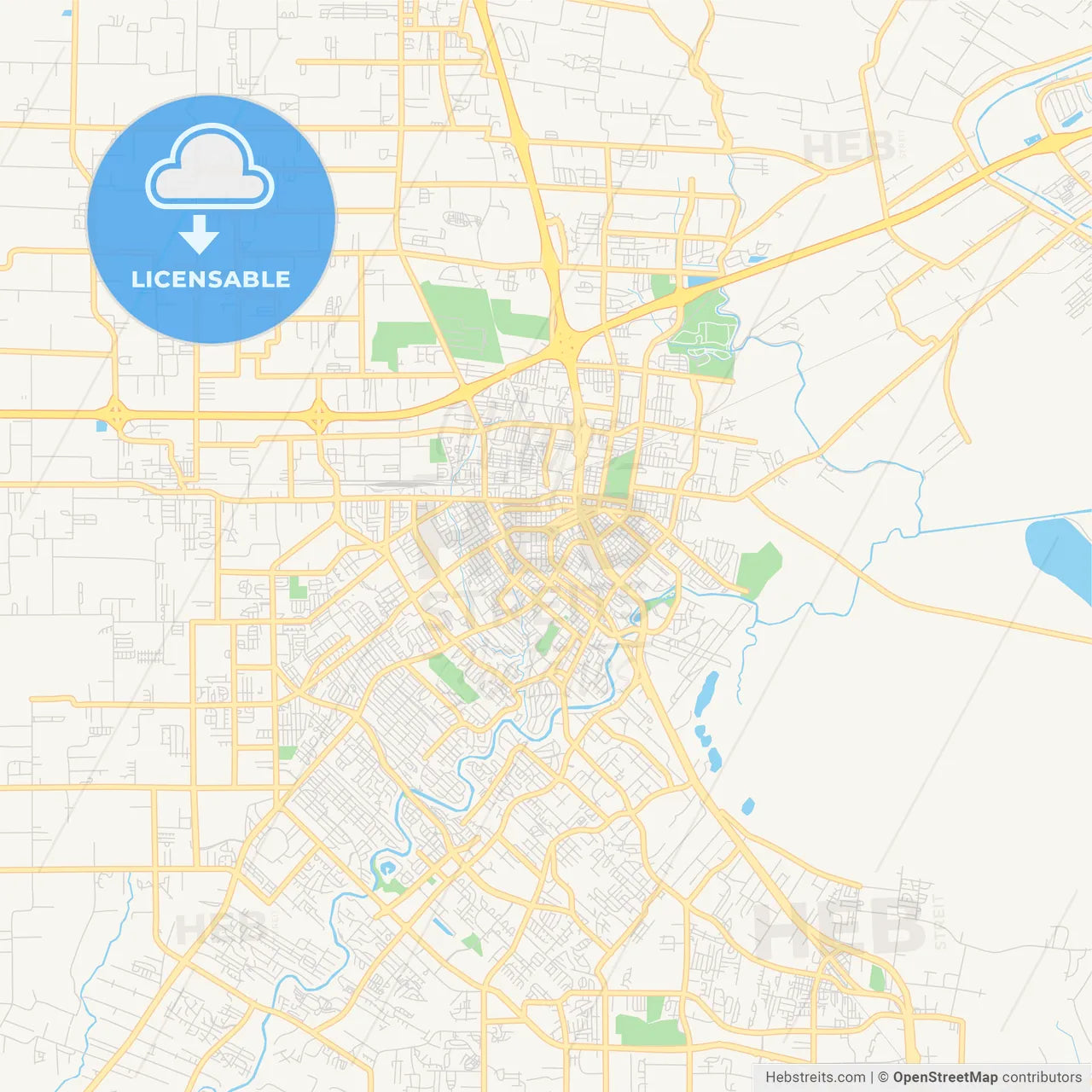 Empty vector map of Lafayette, Louisiana, USA