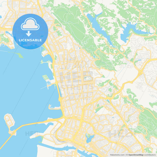 Empty vector map of Berkeley, California, USA
