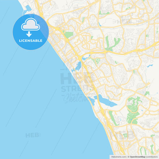 Empty vector map of Carlsbad, California, USA