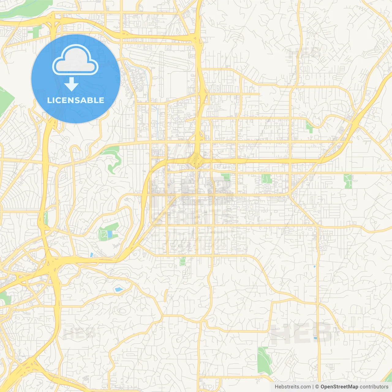 Empty vector map of El Cajon, California, USA
