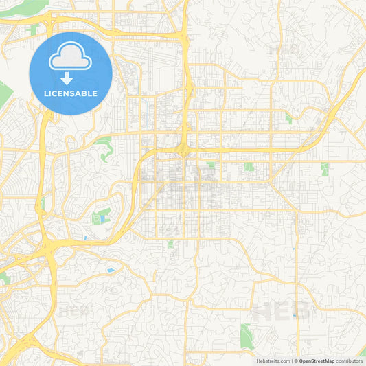 Empty vector map of El Cajon, California, USA