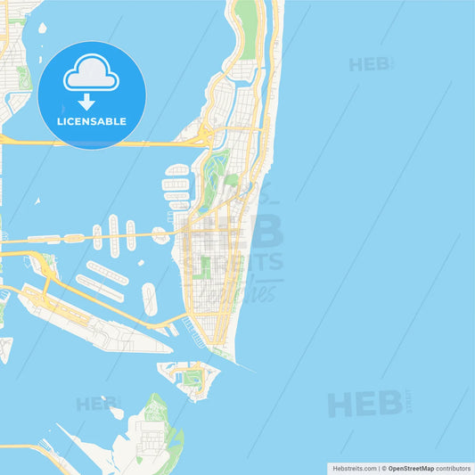 Empty vector map of Miami Beach, Florida, USA