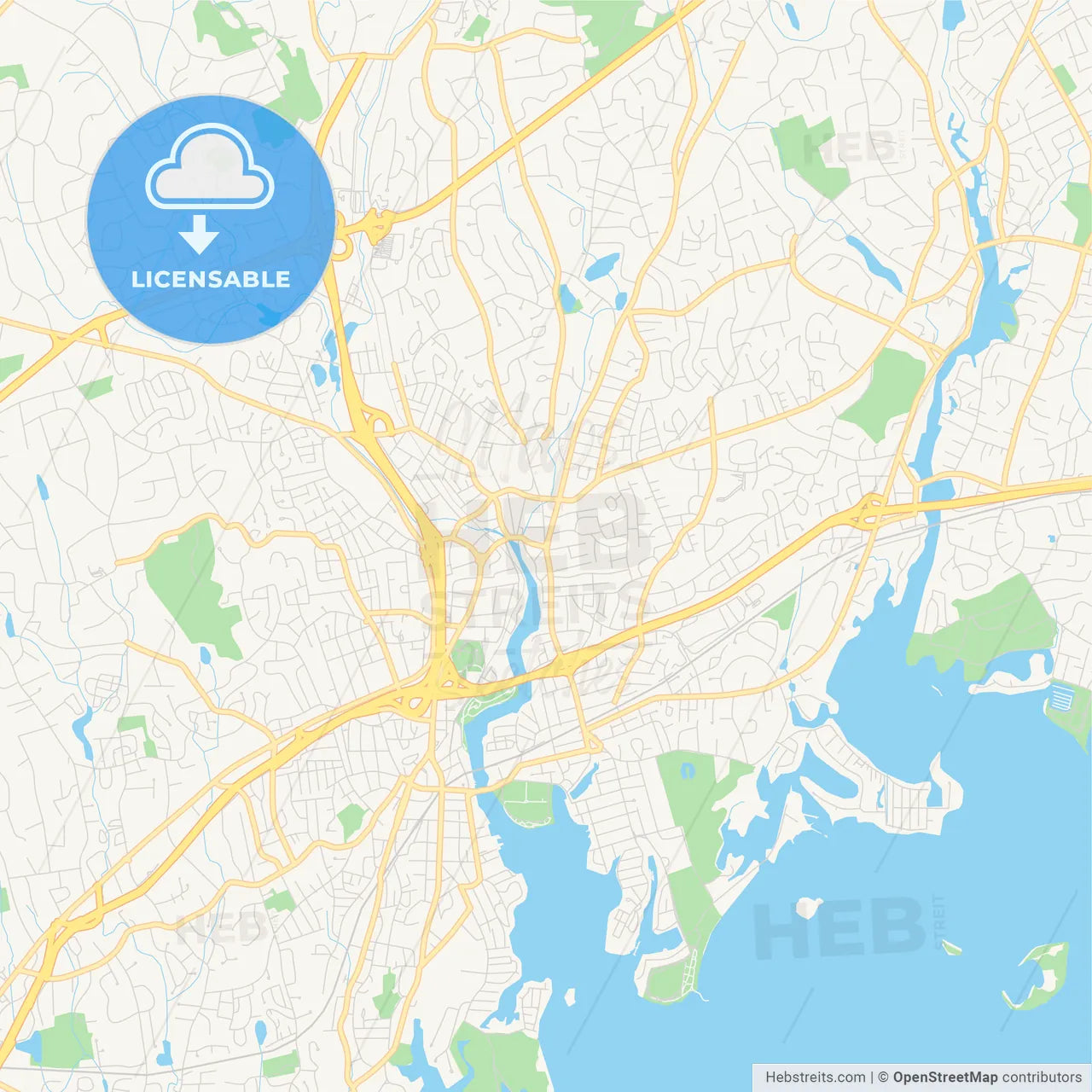 Empty vector map of Norwalk, Connecticut, USA