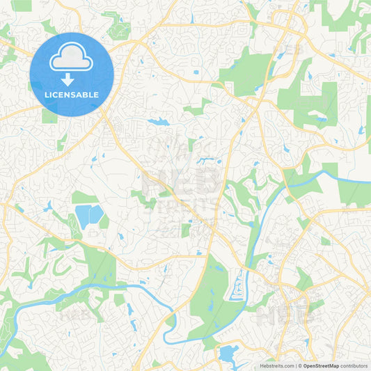 Empty vector map of Johns Creek, Georgia, USA