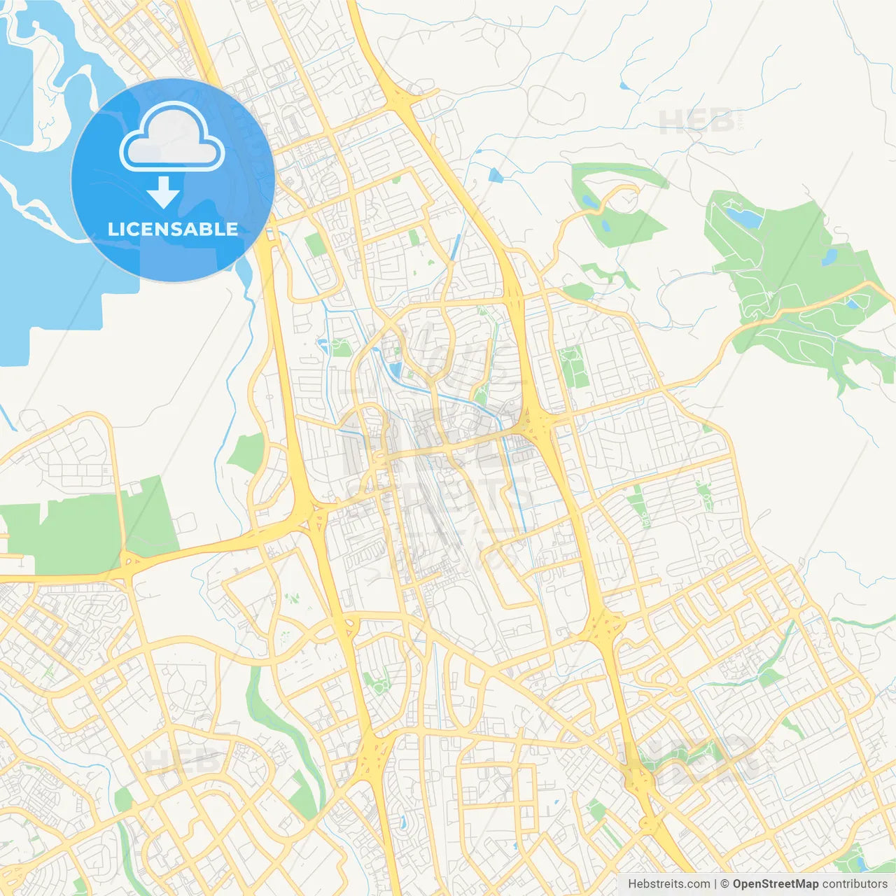 Empty vector map of Milpitas, California, USA