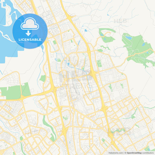 Empty vector map of Milpitas, California, USA