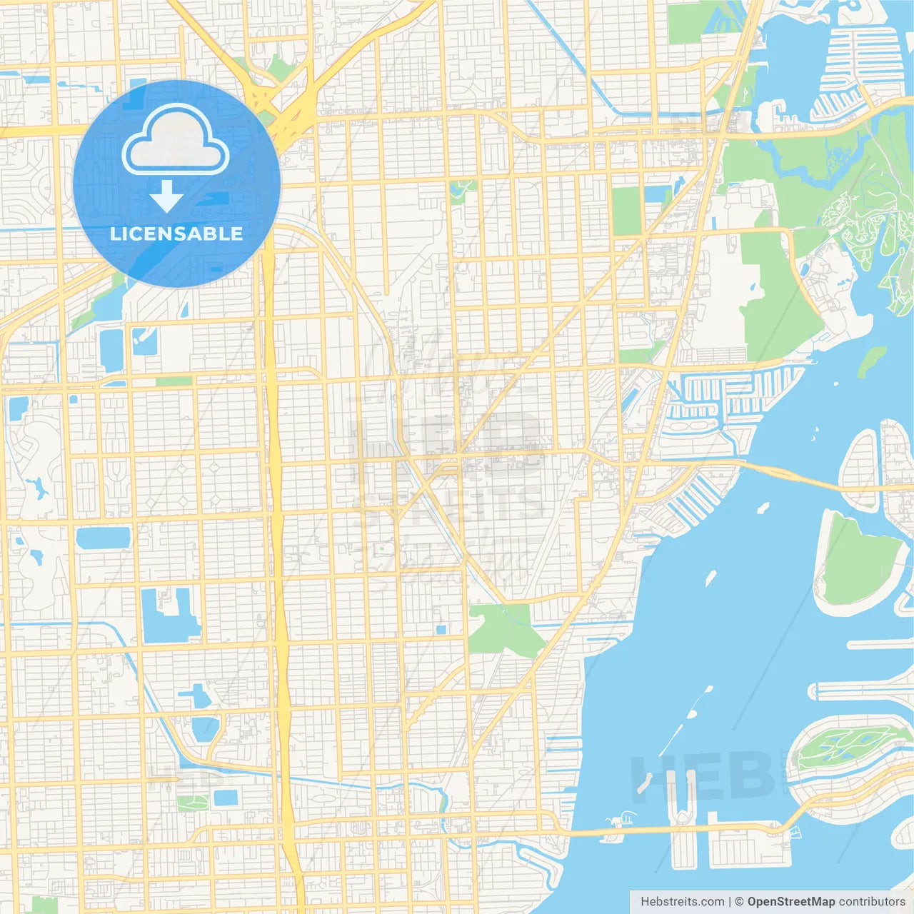 Empty vector map of North Miami, Florida, USA