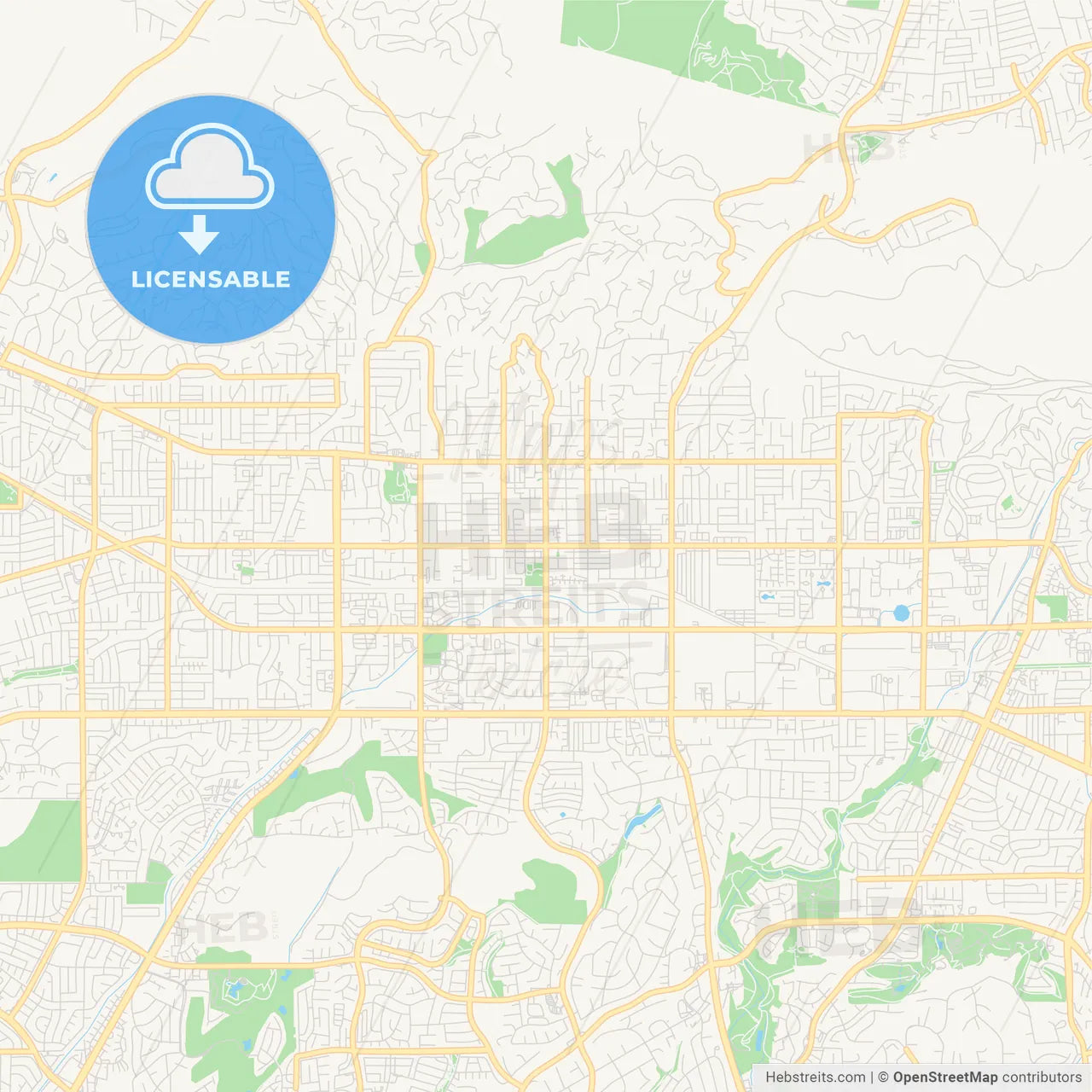 Empty vector map of La Habra, California, USA