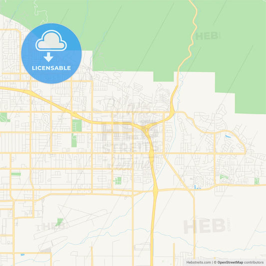 Empty vector map of Highland, California, USA