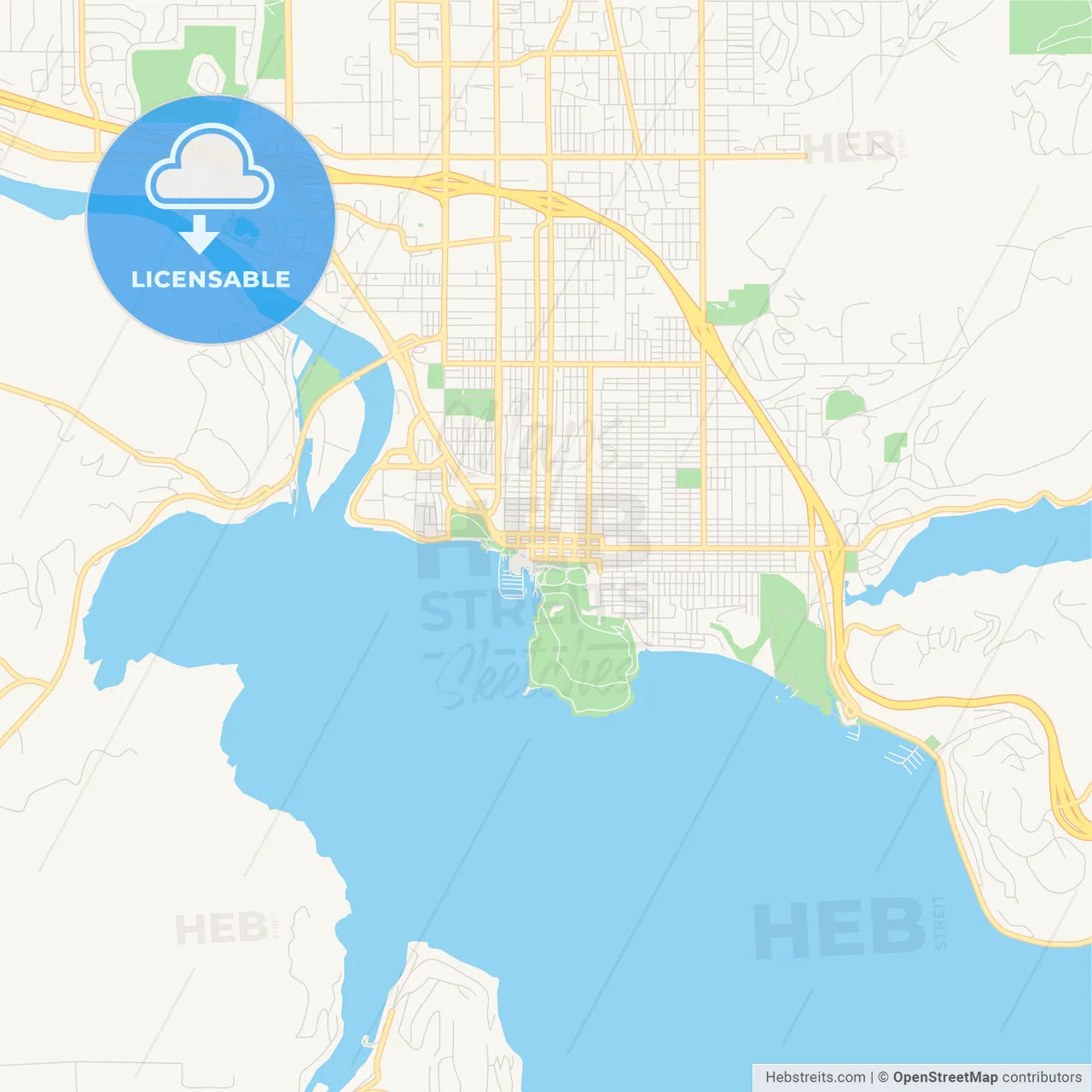 Empty vector map of Coeur d Alene, Idaho, United States of America