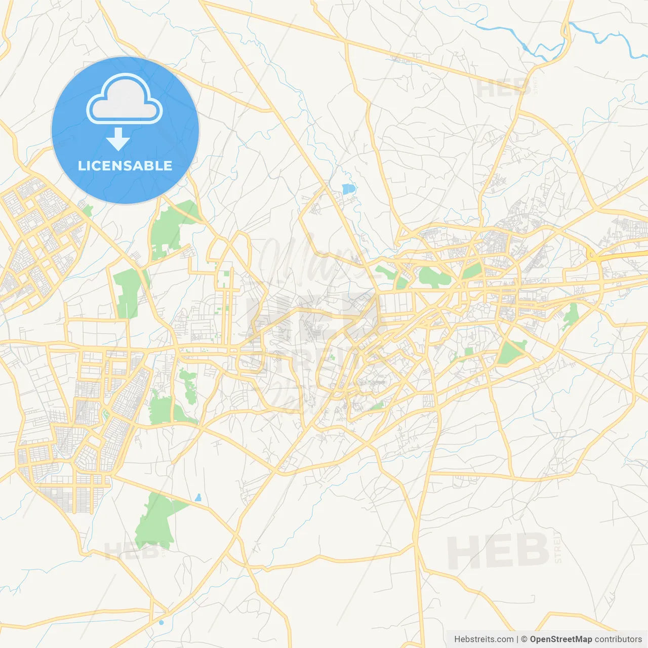 Printable street map of Peshawar, Pakistan