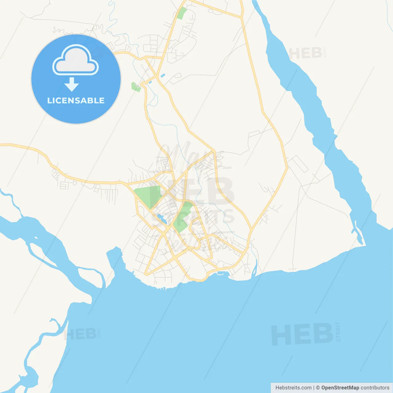 Printable street map of Lae, Papua New Guinea