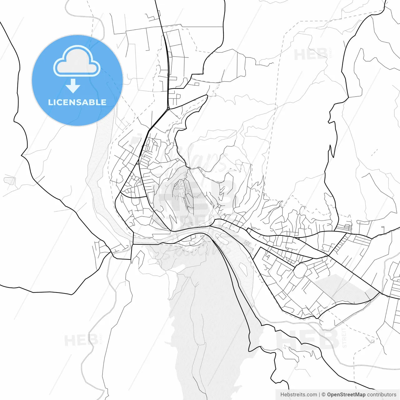 Vector PDF map of Berat, Albania