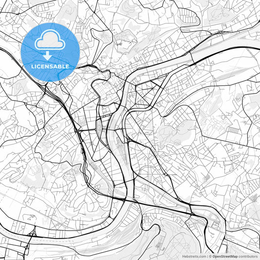 Vector PDF map of Liège, Belgium