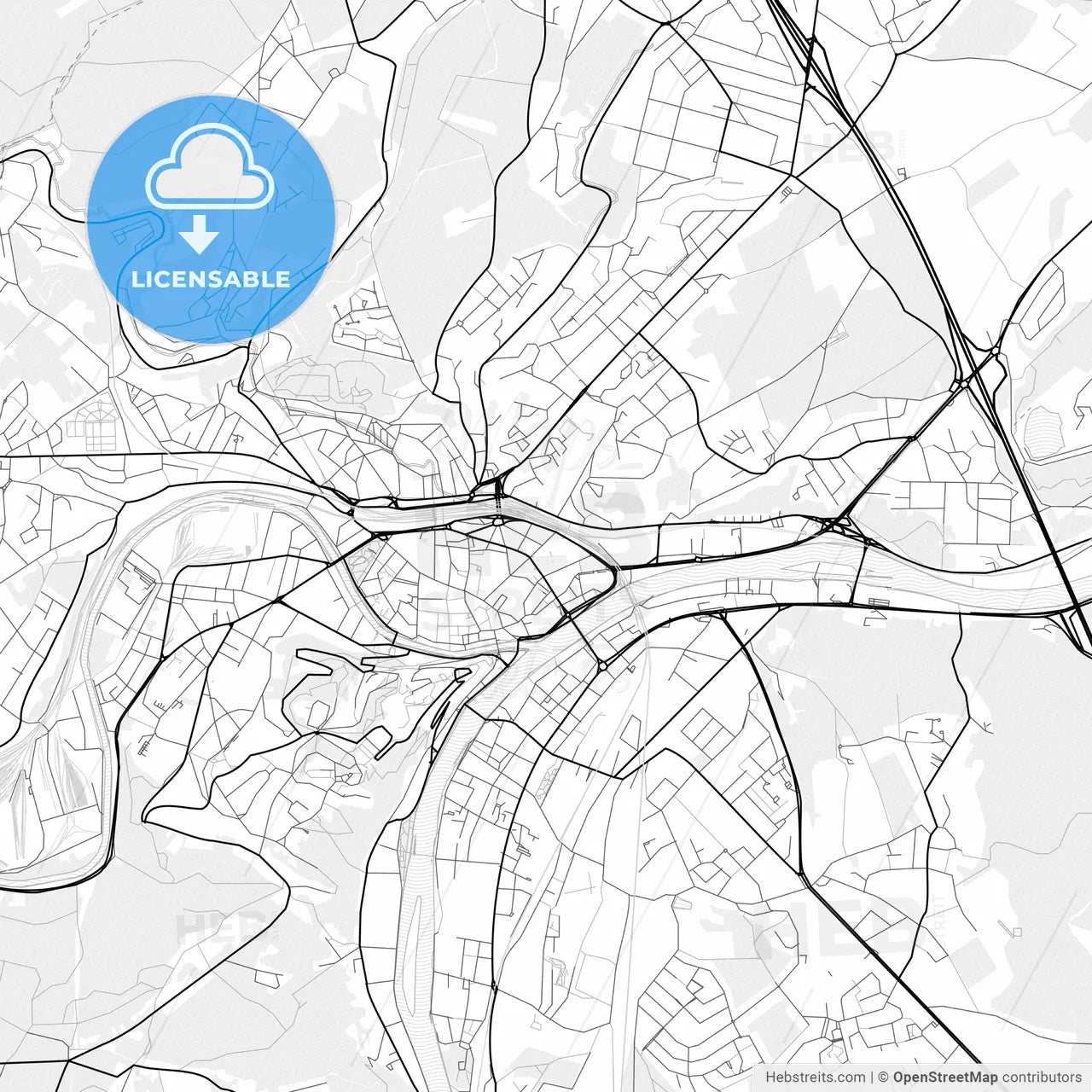 Vector PDF map of Namur, Belgium