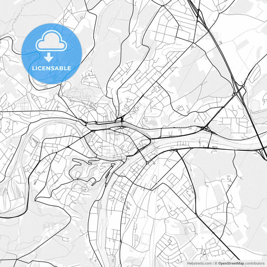 Vector PDF map of Namur, Belgium