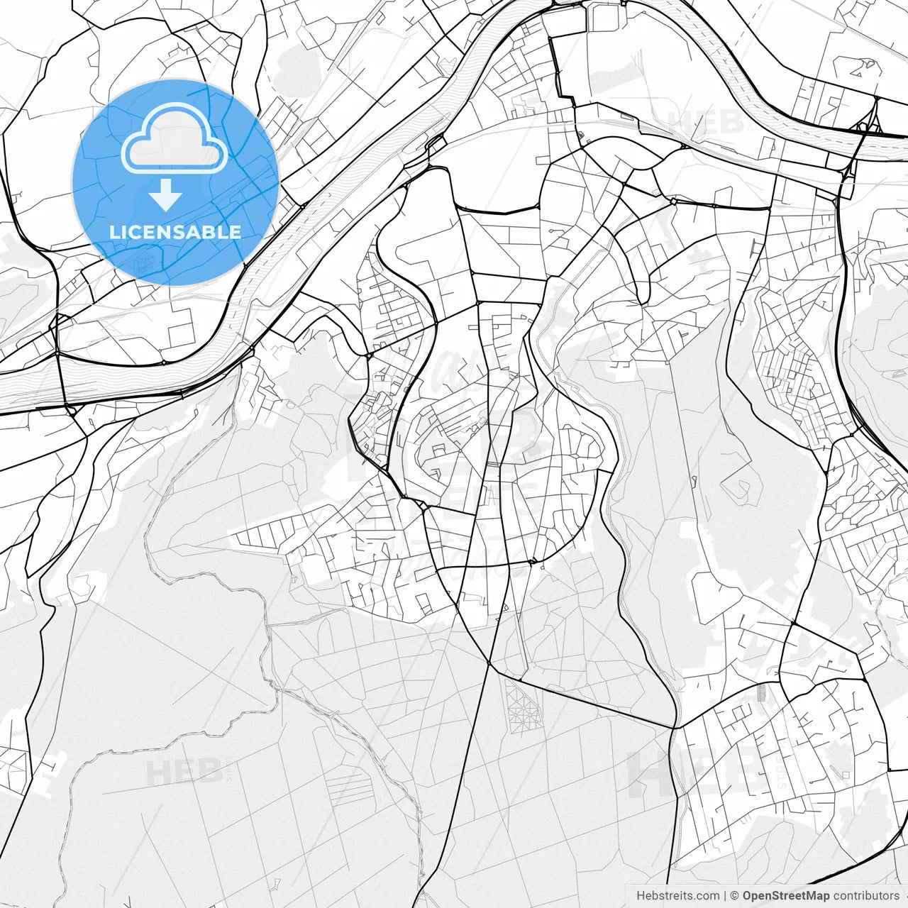Vector PDF map of Seraing, Belgium
