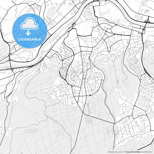 Vector PDF map of Seraing, Belgium