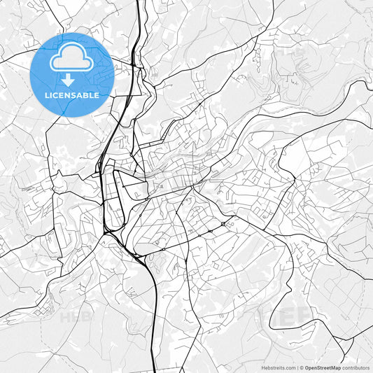 Vector PDF map of Verviers, Belgium