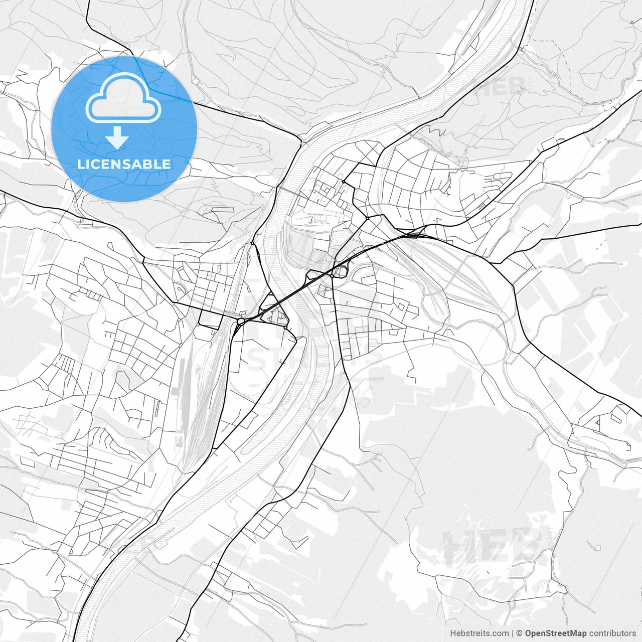 Vector PDF map of Děčín, Czechia