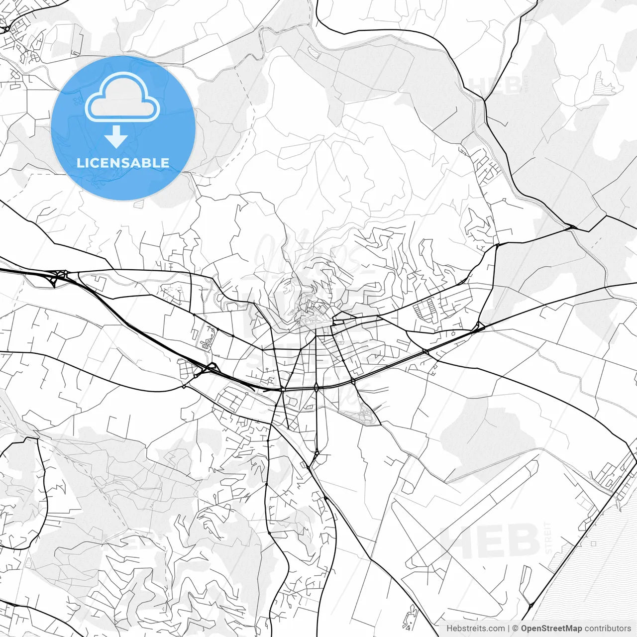 Vector PDF map of Hyères, France