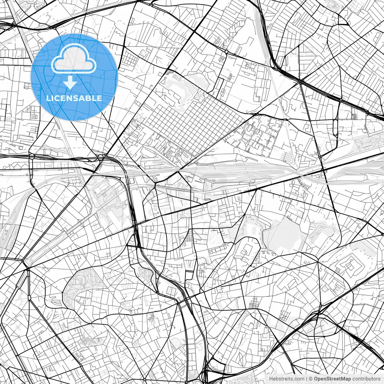 Vector PDF map of Pantin, France