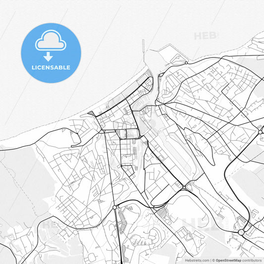 Vector PDF map of Dieppe, France