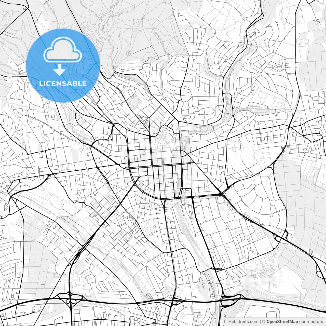 Vector PDF map of Wiesbaden, Germany
