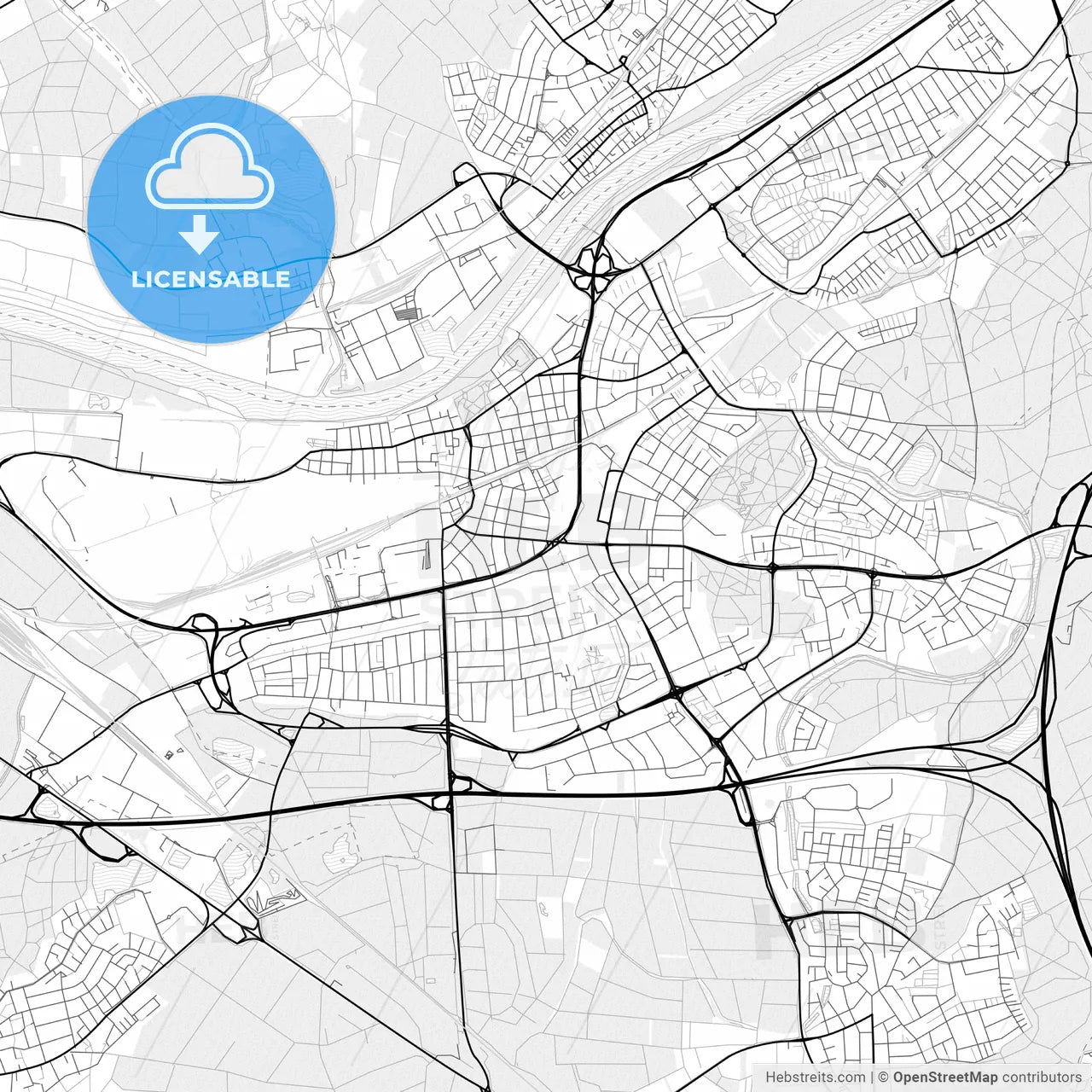 Vector PDF map of Russelsheim am Main, Germany