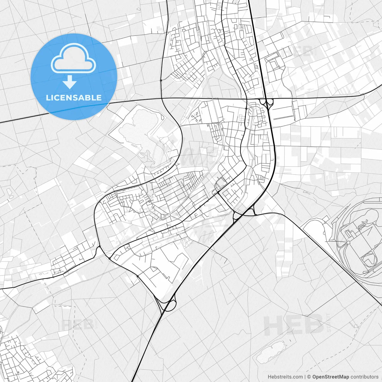 Vector PDF map of Rodgau, Germany