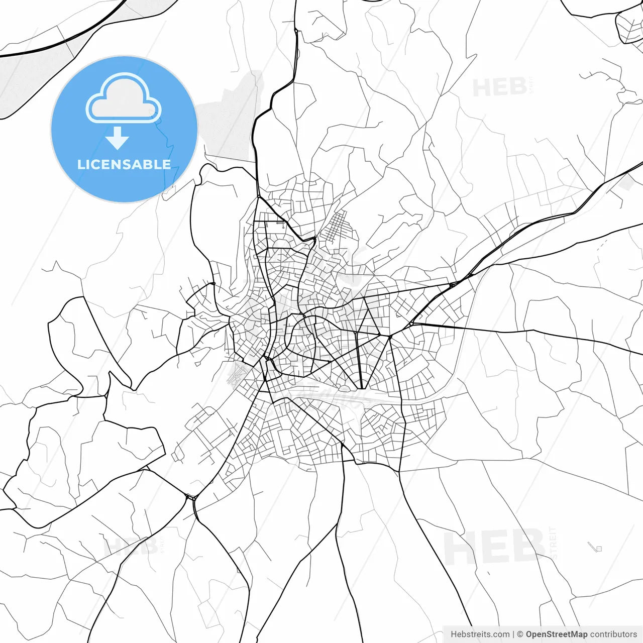 Vector PDF map of Kozani, Greece