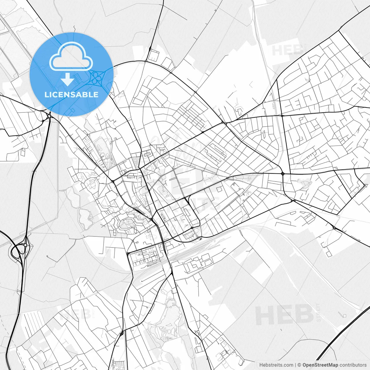 Vector PDF map of Székesfehérvár, Hungary