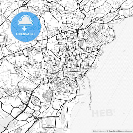 Vector PDF map of Catania, Italy