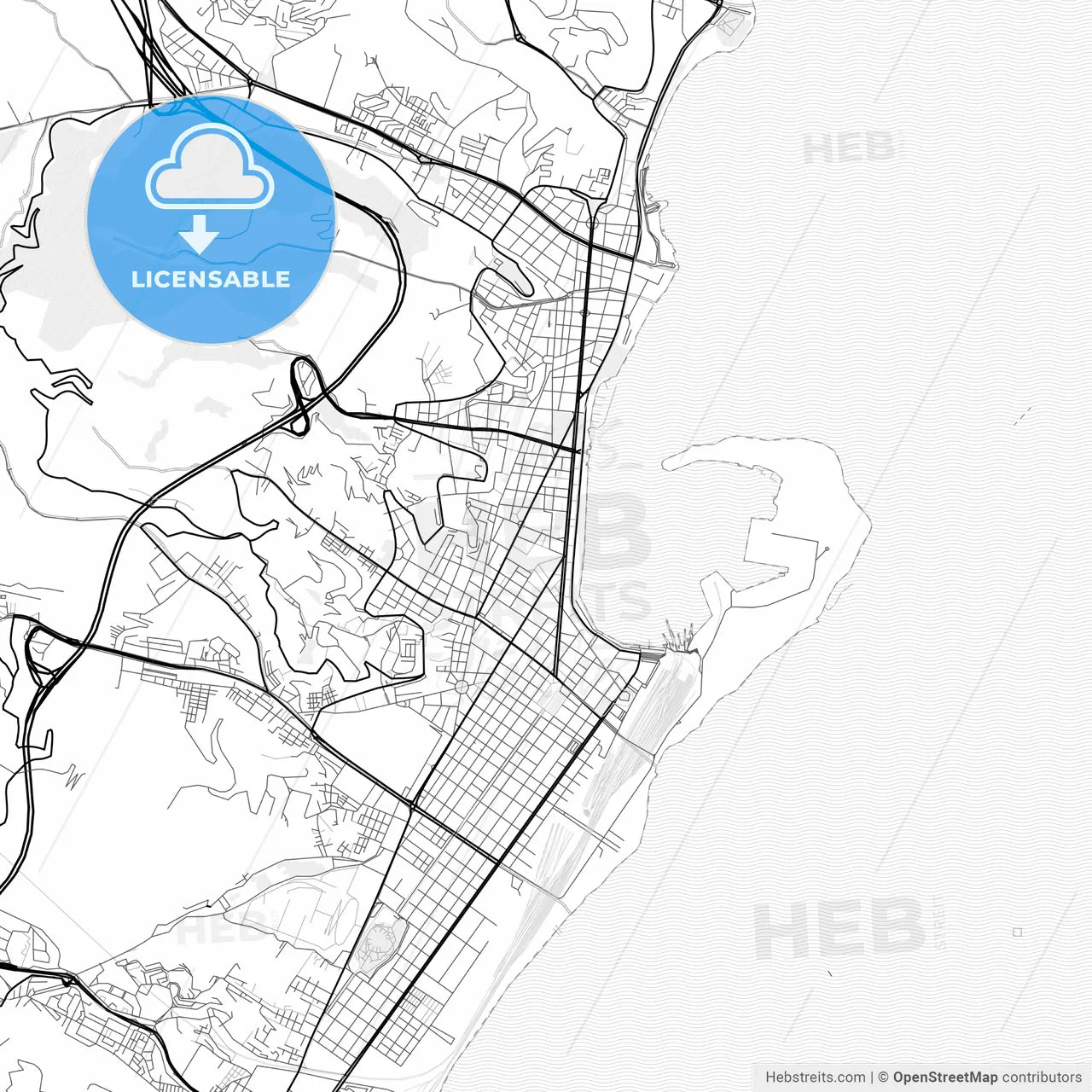 Vector PDF map of Messina, Italy