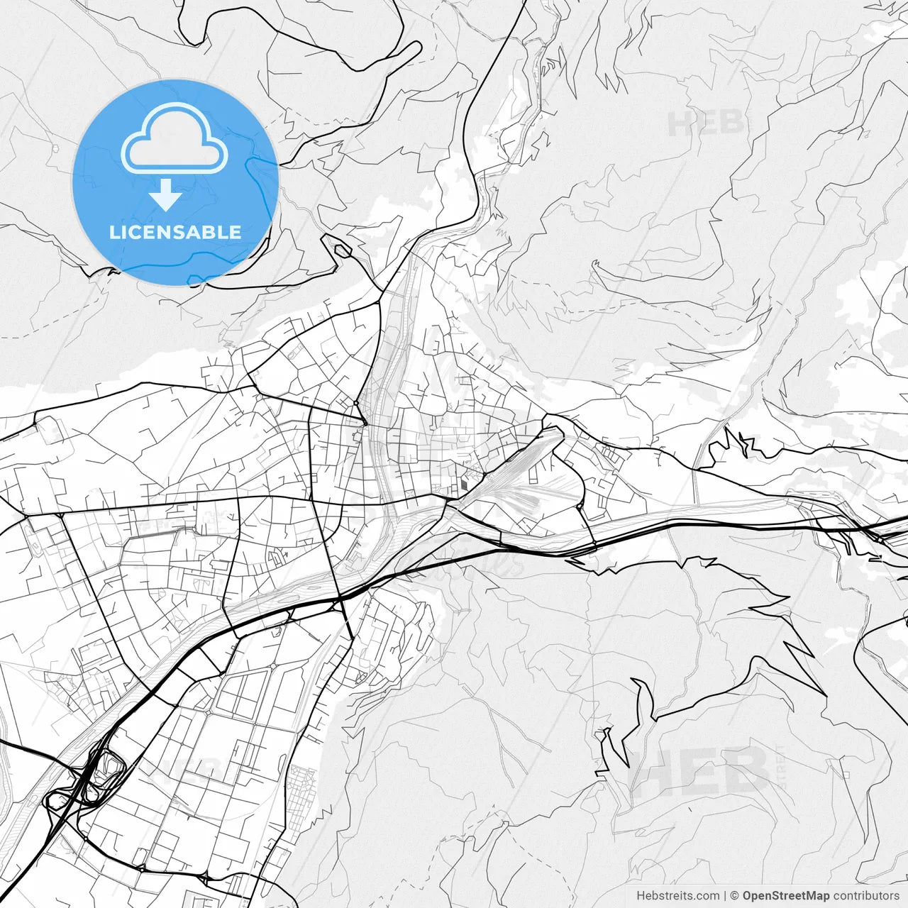 Vector PDF map of Bolzano, Italy