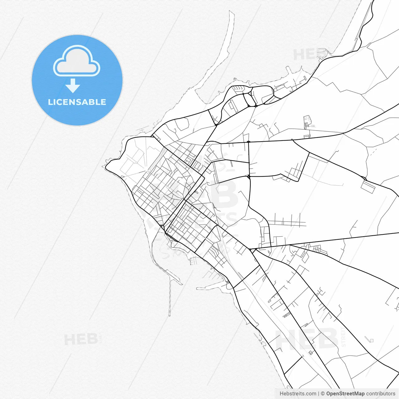 Vector PDF map of Marsala, Italy