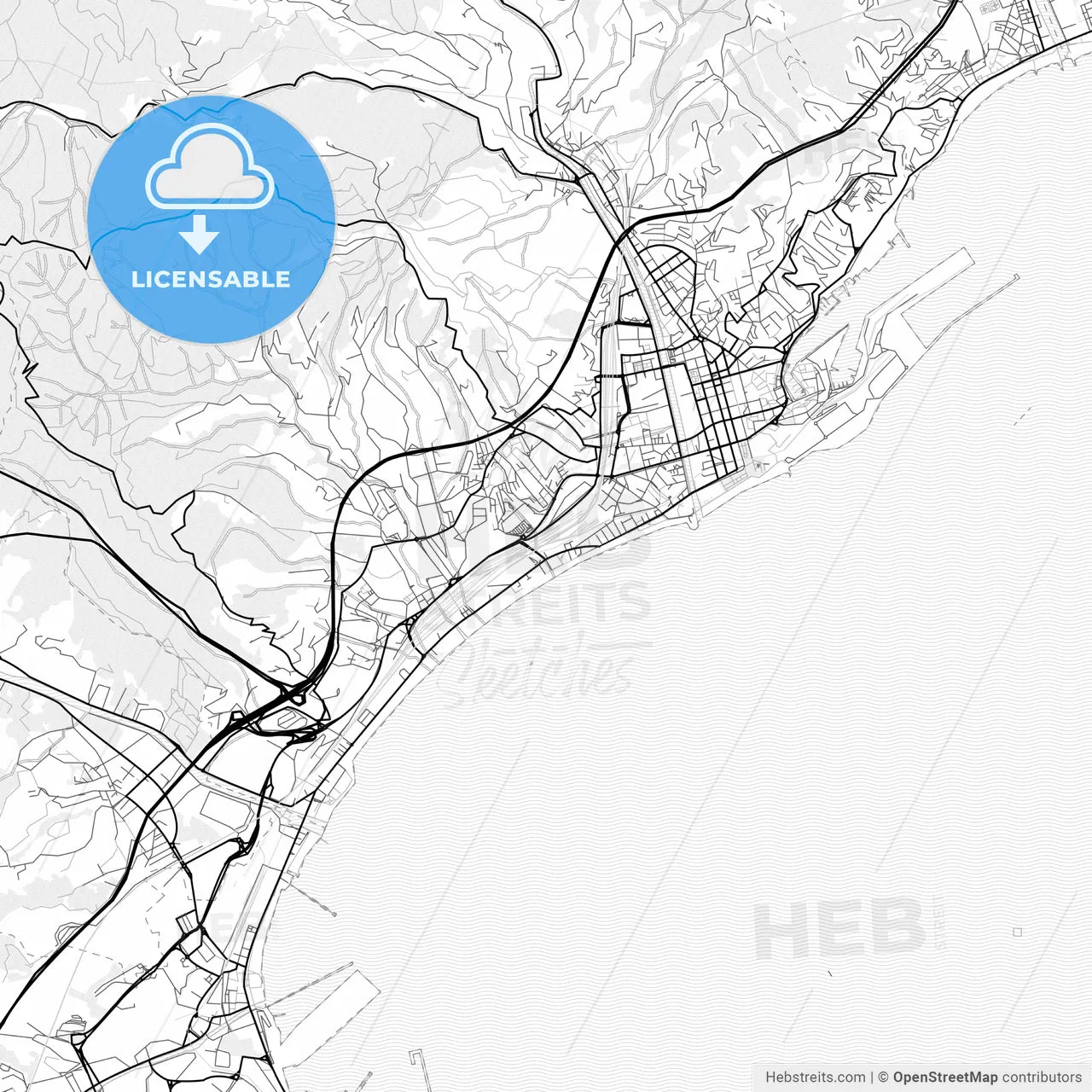 Vector PDF map of Savona, Italy