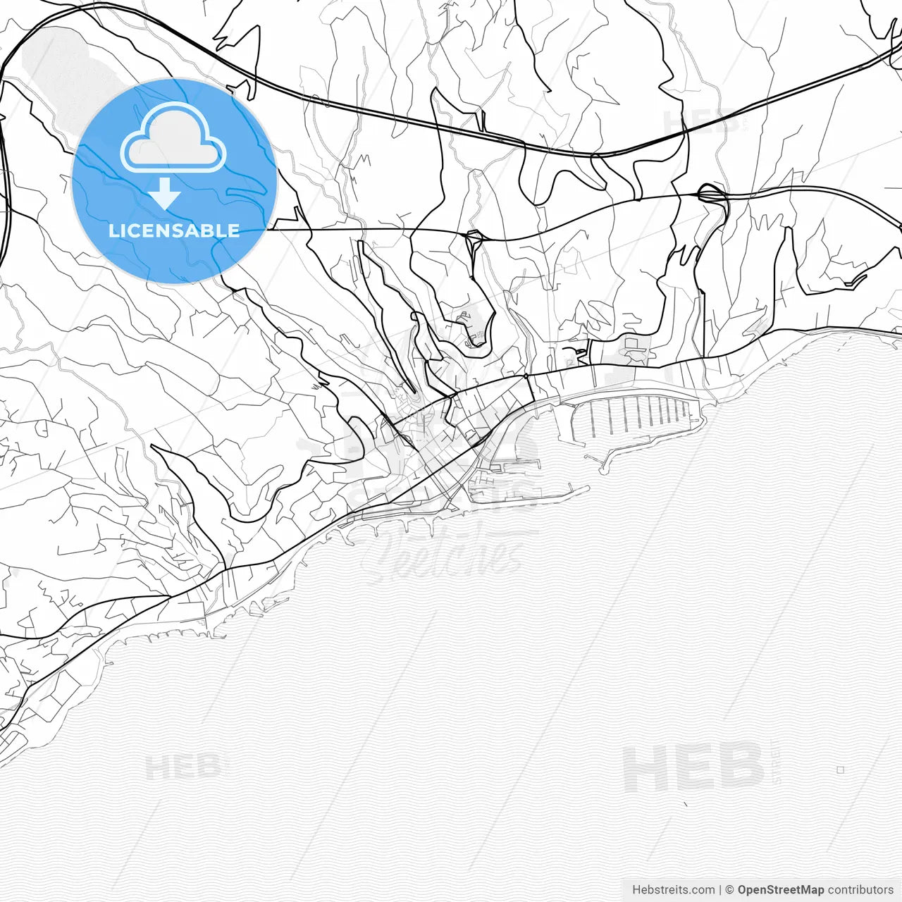 Vector PDF map of Sanremo, Italy