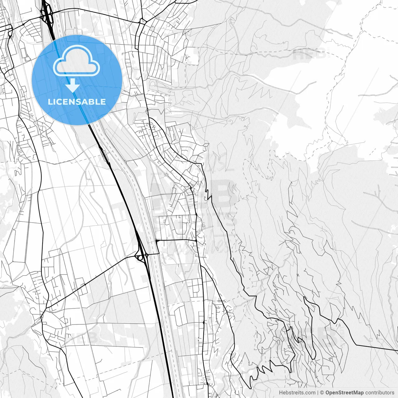 Vector PDF map of Vaduz, Liechtenstein