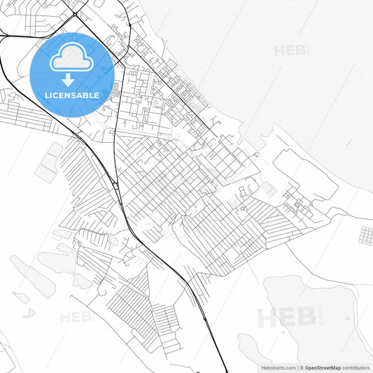 Vector PDF map of Kaspiysk, Russia