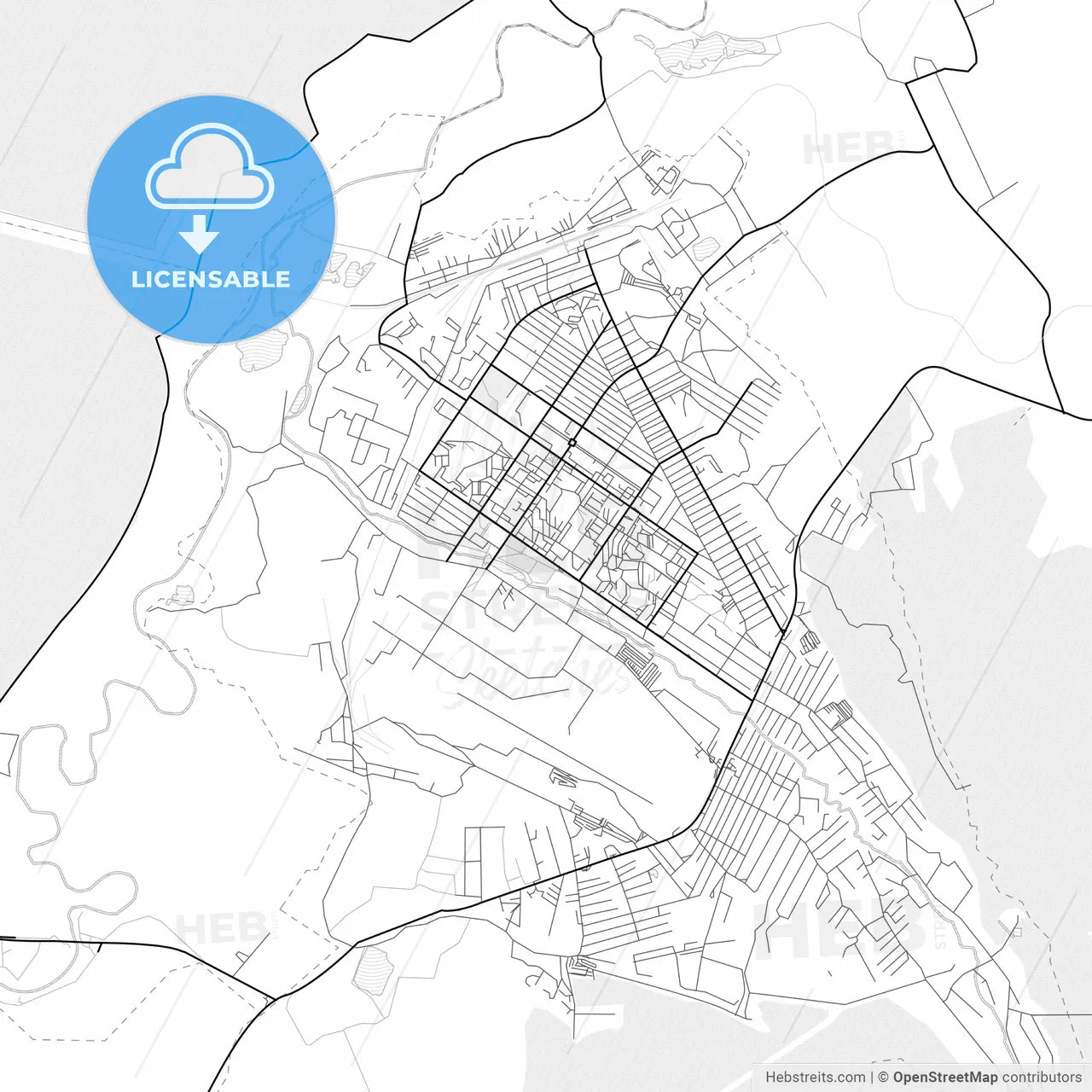 Vector PDF map of Arsenyev, Russia