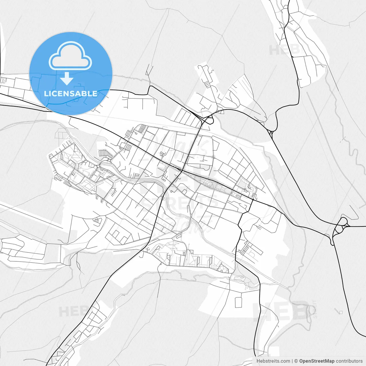 Vector PDF map of Spišská Nová Ves, Slovakia