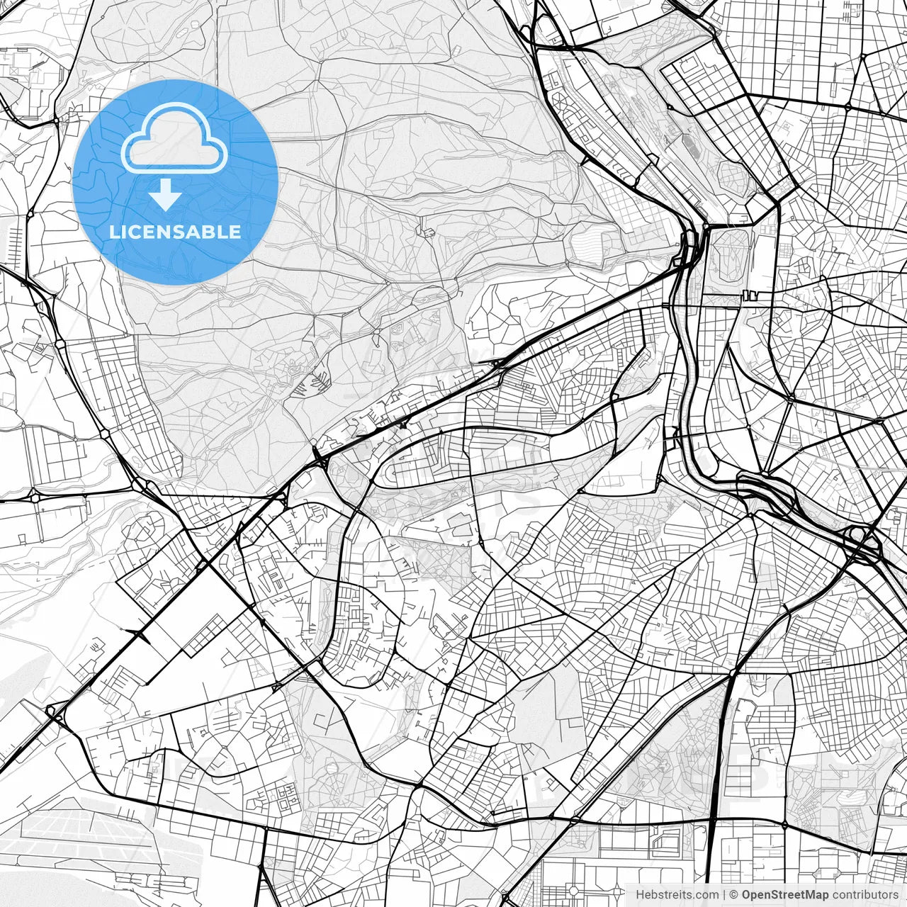 Vector PDF map of Latina, Spain