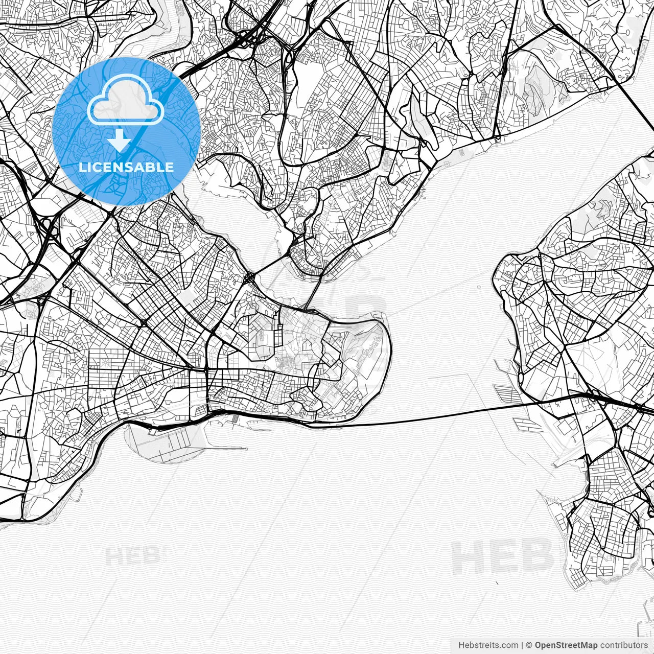 Vector PDF map of Istanbul, Turkey