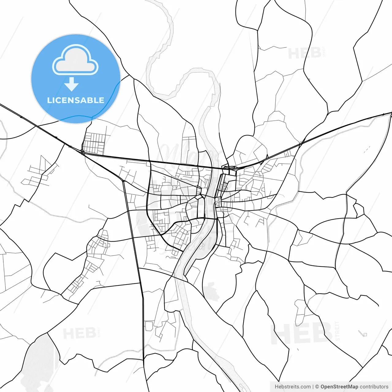 Vector PDF map of Çarşamba, Turkey