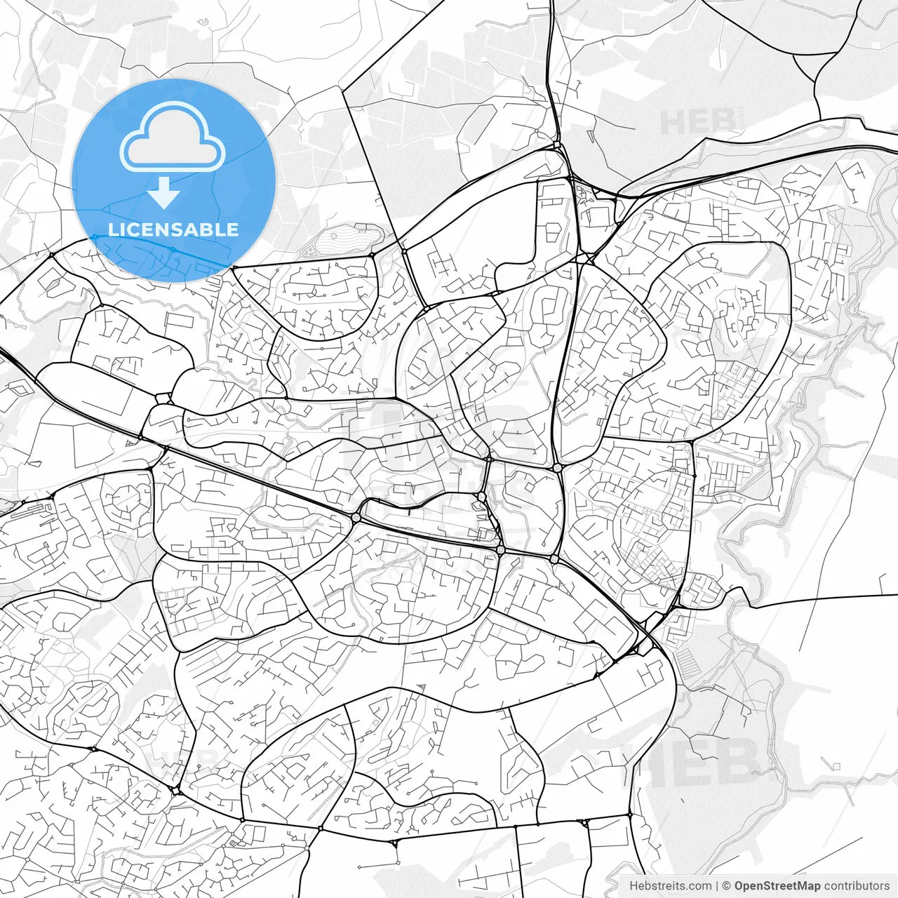 Vector PDF map of East Kilbride, Scotland