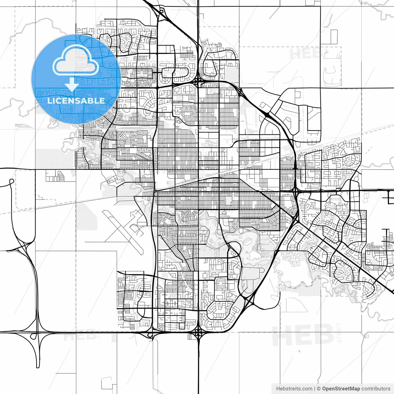 Vector PDF map of Regina, Canada