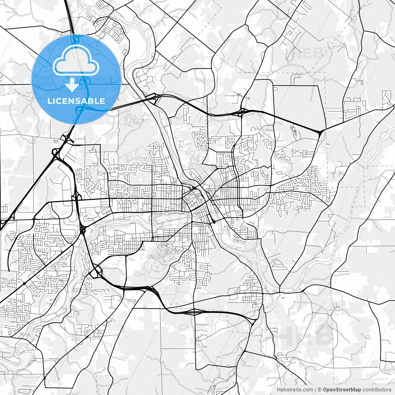Vector PDF map of Sherbrooke, Canada