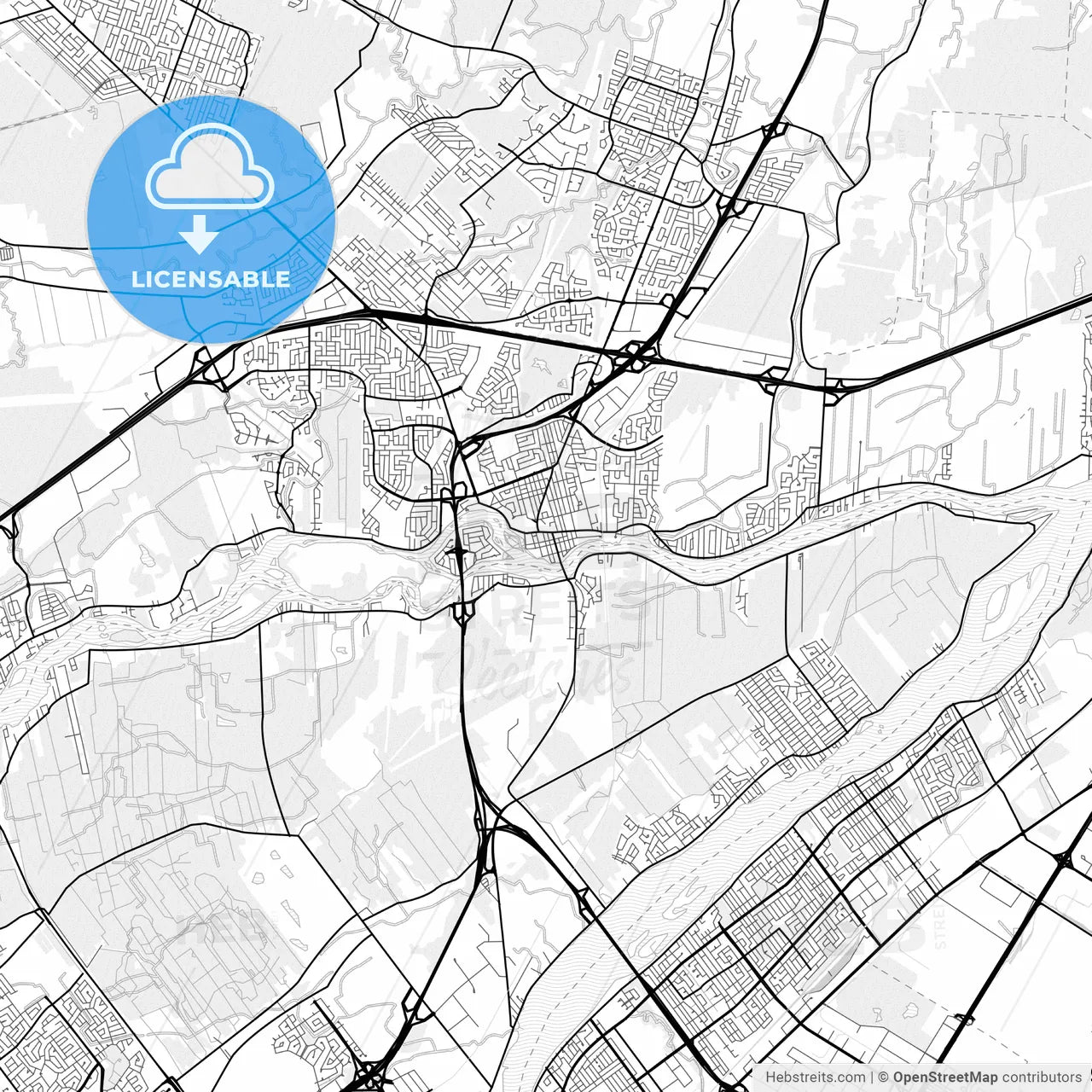 Vector PDF map of Terrebonne, Canada