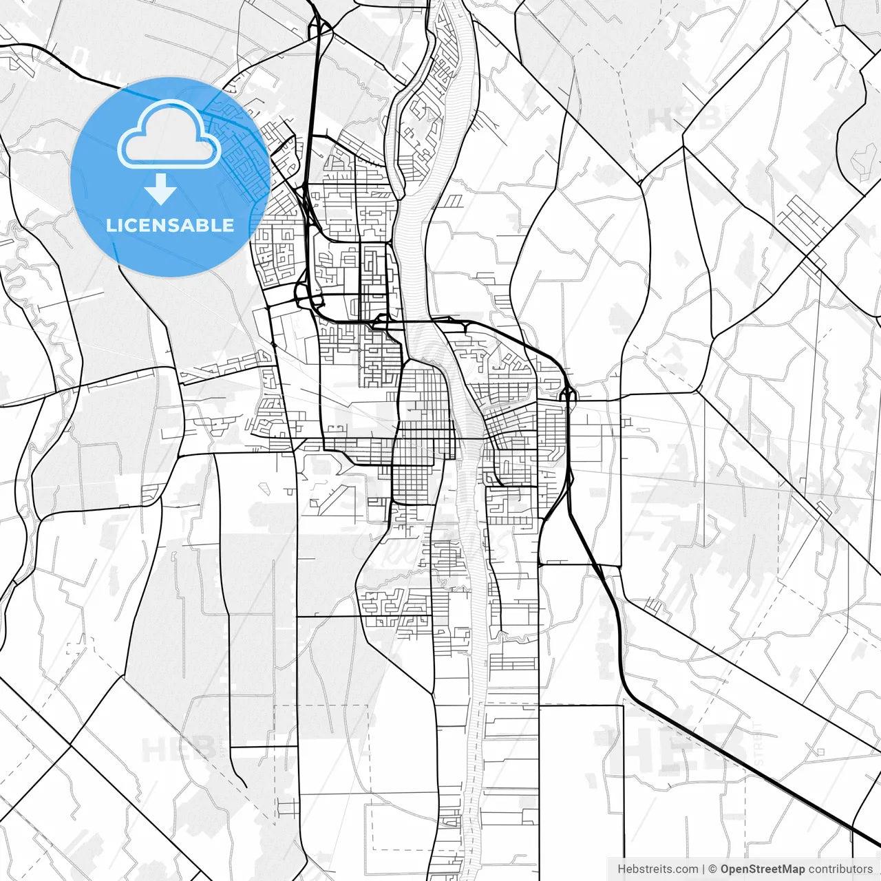 Vector PDF map of Saint-Jean-sur-Richelieu, Canada